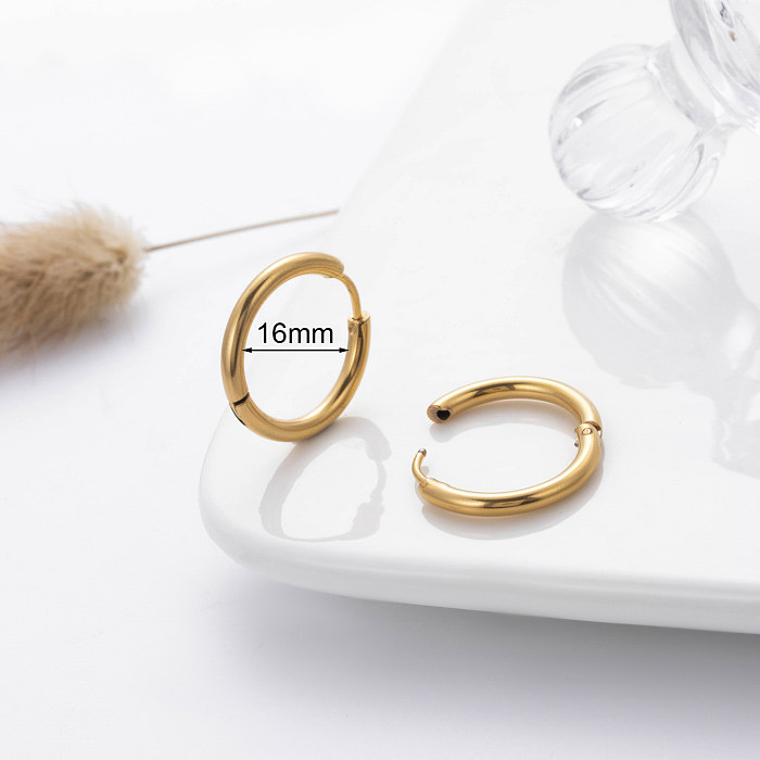 1 Pair Simple Style Solid Color Stainless Steel  Stainless Steel Plating Gold Plated Earrings