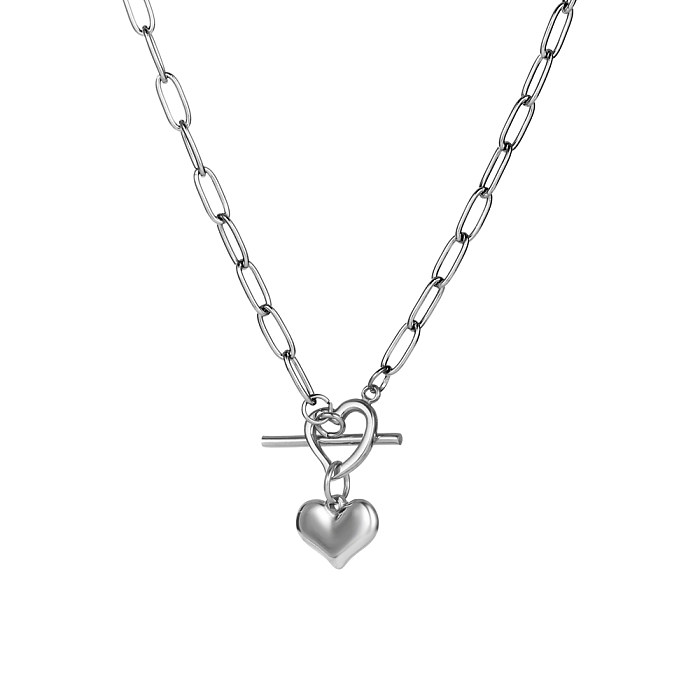 IG Style Sweet Heart Shape Stainless Steel Toggle Pendant Necklace