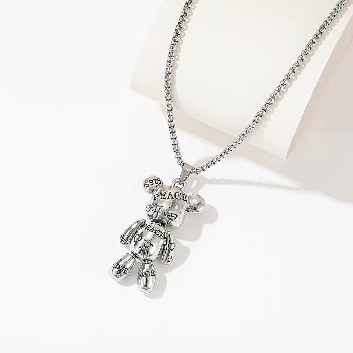Collar de diamantes de imitación con incrustaciones de acero inoxidable y mariposa, flor y letras a la moda, 1 pieza