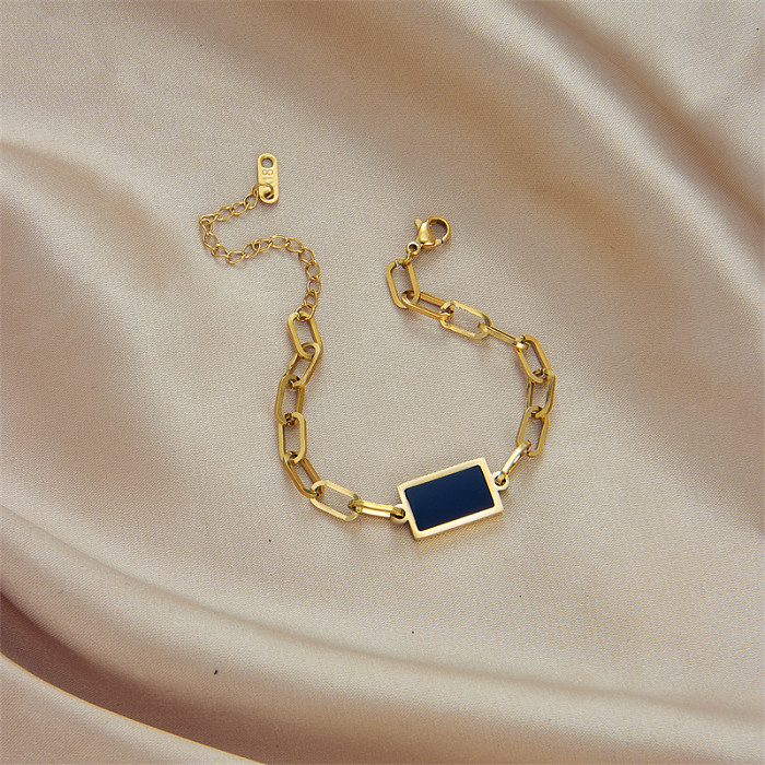 Bracelets plaqués or 18 carats, chaîne rétro en acier titane de couleur unie, vente en gros