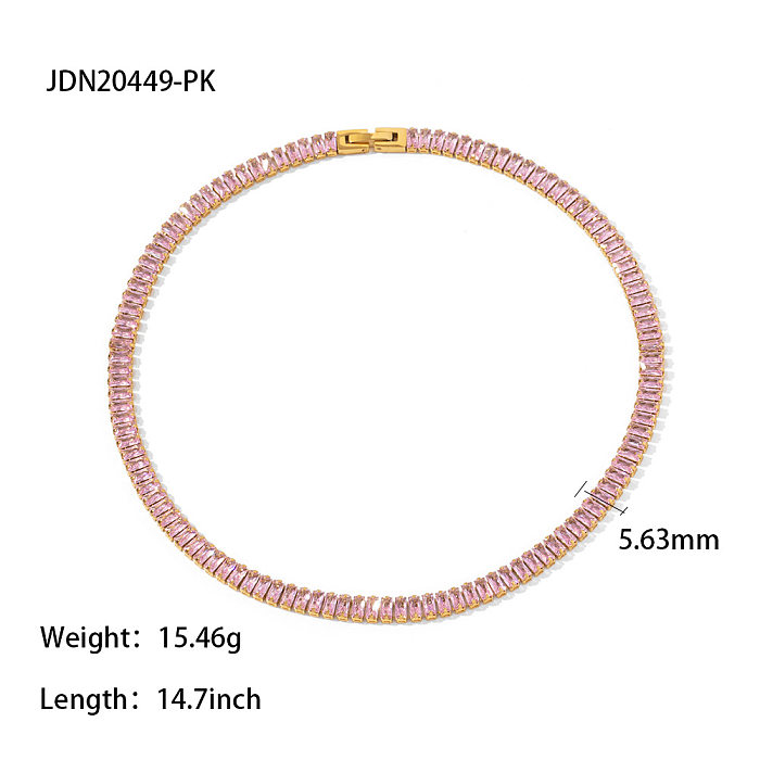 Modische Halskette mit mehrfarbigem Zirkon-Inlay aus Edelstahl