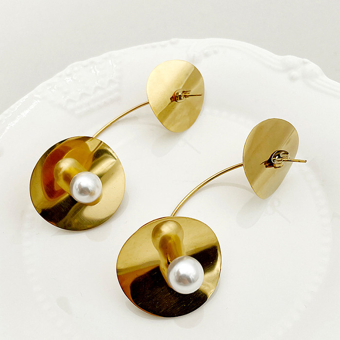1 Paar schlichte, runde, vergoldete Ohrringe aus Edelstahl