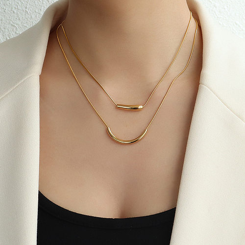 Golden Smile Shape Simple Romantic Stainless Steel Necklace