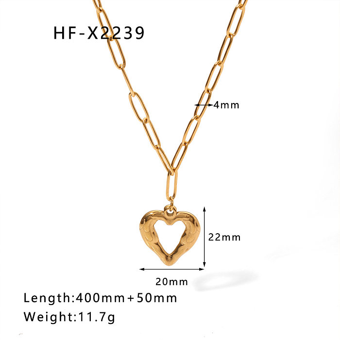 Streetwear Heart Shape Stainless Steel  Stainless Steel Plating Pendant Necklace