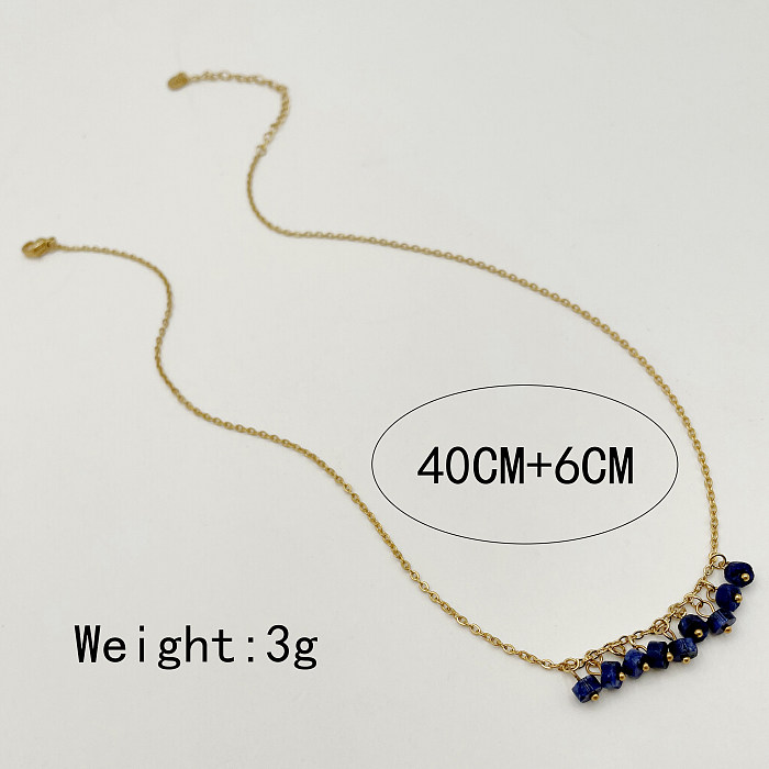 Casual Simple Style Commute Cylinder Stainless Steel  Natural Stone Polishing Plating Gold Plated Necklace