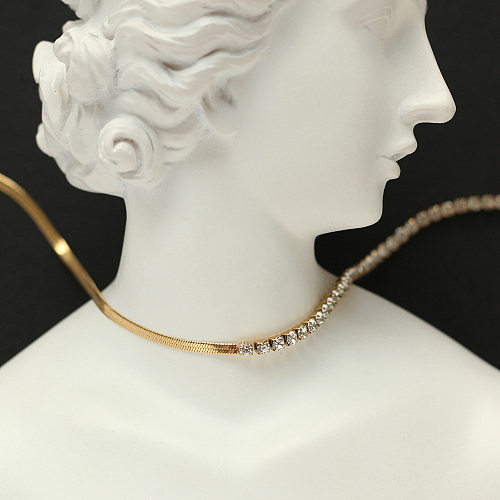 Mode geometrische Schlangenknochen Klaue Zirkon Kette Edelstahl Halskette