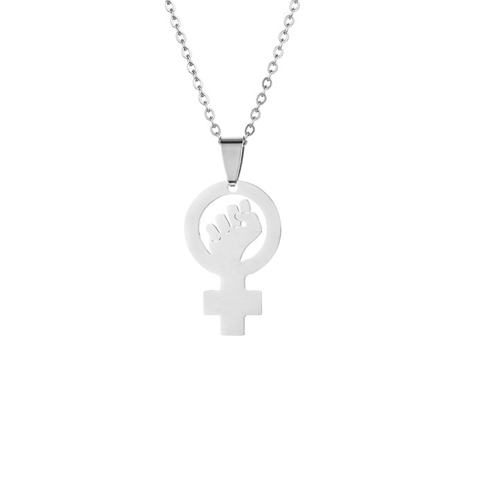 Basic Gesture Stainless Steel  Plating Gold Plated Pendant Necklace