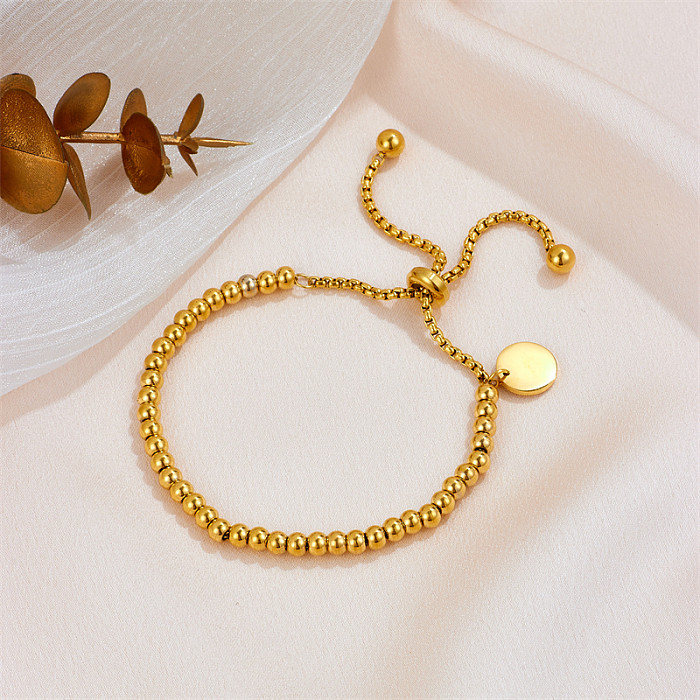 Bracelets de perles en acier titane de couleur unie de style simple
