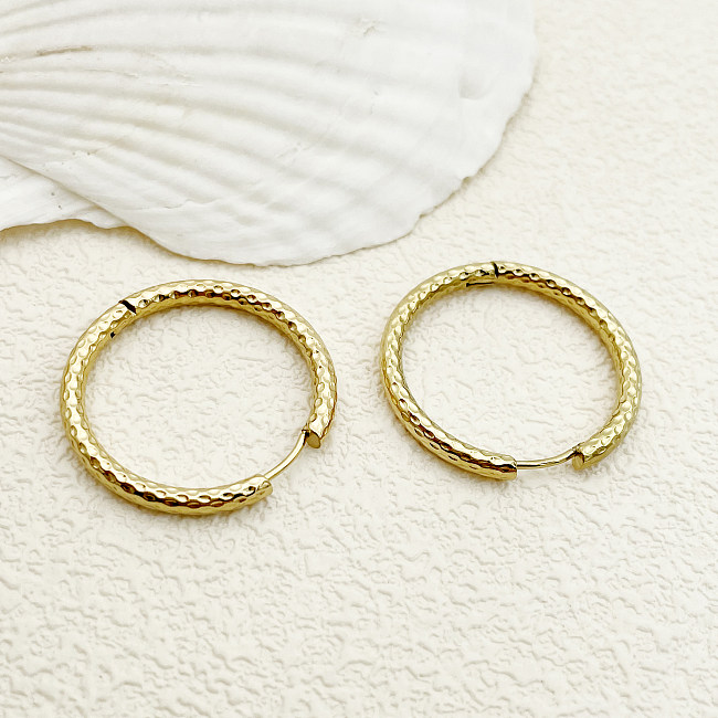 1 Pair Simple Style Commute Circle Stainless Steel  Polishing Plating Gold Plated Hoop Earrings