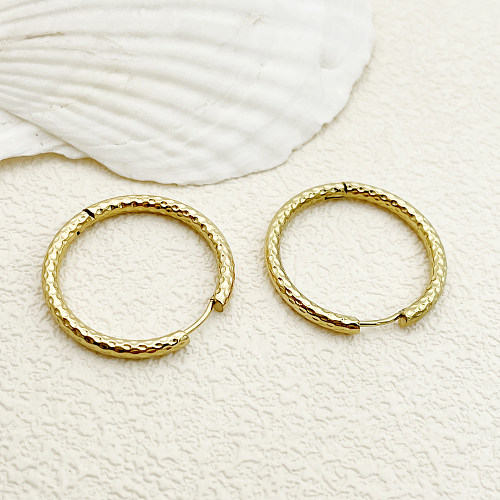 1 Pair Simple Style Commute Circle Stainless Steel  Polishing Plating Gold Plated Hoop Earrings
