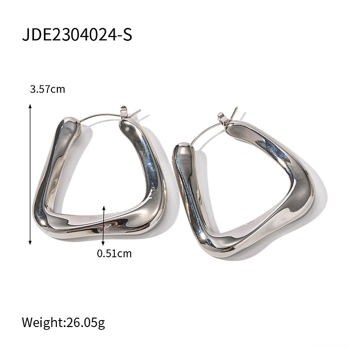 1 Pair IG Style Trapezoid Plating Stainless Steel  18K Gold Plated Hoop Earrings