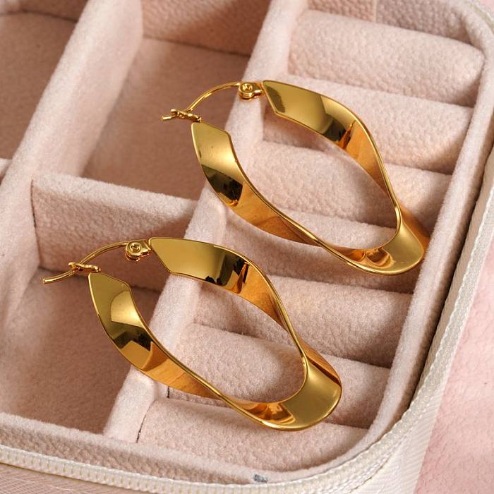 1 Paar lässiger, moderner Stil, klassischer Stil, einfarbige Edelstahl-Ohrringe mit 14-Karat-Vergoldung