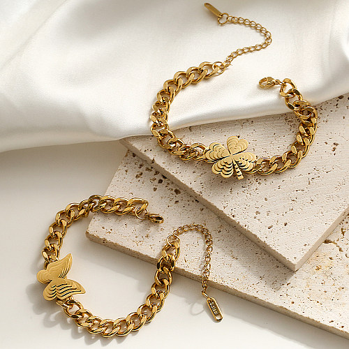 Bracelets plaqués or 18K d'acier titanique de papillon de trajet de style simple