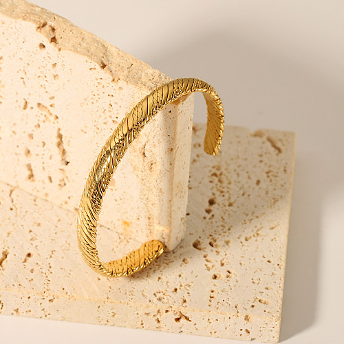 Bracelet plaqué or 18 carats en acier inoxydable de couleur unie de style vintage