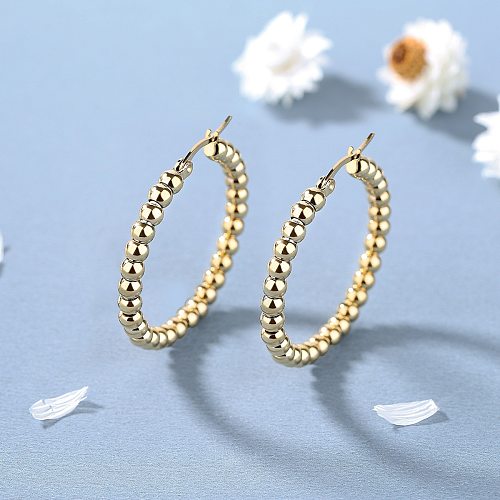 1 Pair Casual Elegant Simple Style Circle Polishing Plating Stainless Steel 18K Gold Plated Earrings