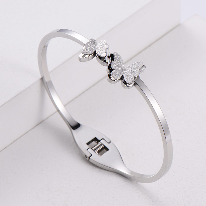 Bracelet papillon coloré tridimensionnel Simple coréen en acier inoxydable, vente en gros de bijoux