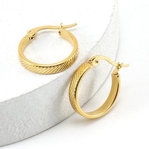 Fashion Round Stainless Steel  Hoop Earrings Gold Plated Stainless Steel  Earrings
