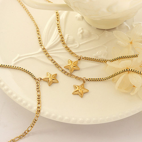Bracelet chaîne pendentif mangue étoile à cinq branches en acier titane