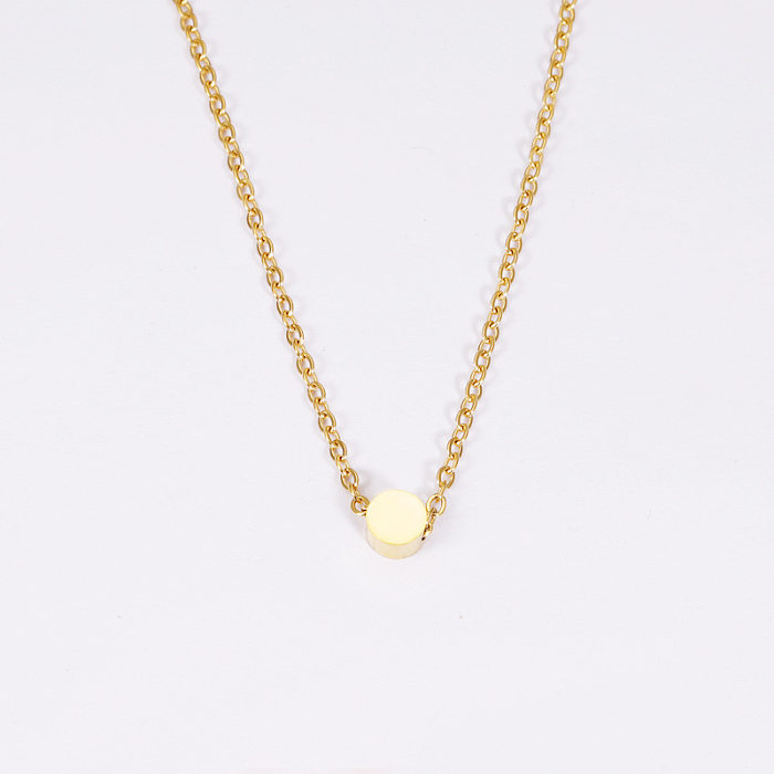 Modern Style Simple Style Solid Color Stainless Steel Gold Plated Silver Plated Pendant Necklace In Bulk