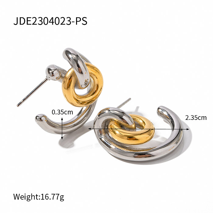 1 par de pinos de orelha banhados a ouro 18K com revestimento irregular estilo IG de aço inoxidável