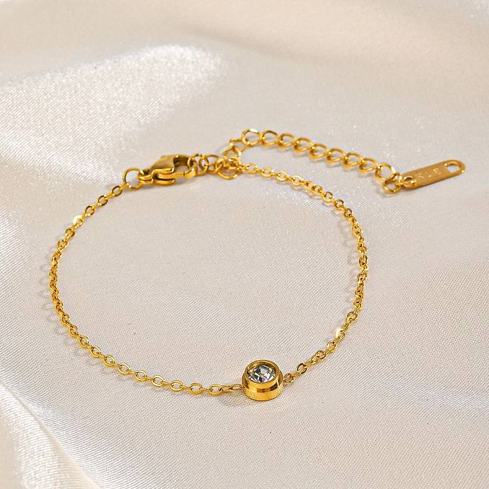 Pulseras redondas chapadas en oro de los diamantes artificiales del acero inoxidable 18K del estilo clásico del estilo simple a granel