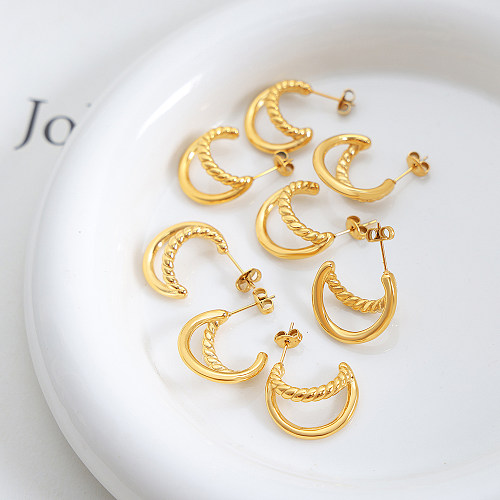 1 Pair Simple Style Commute Twist Plating Stainless Steel 18K Gold Plated Ear Studs
