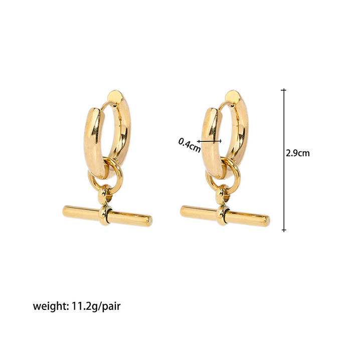 1 Paar Streetwear-Ohrringe aus einfarbigem Edelstahl mit 18-Karat-Vergoldung