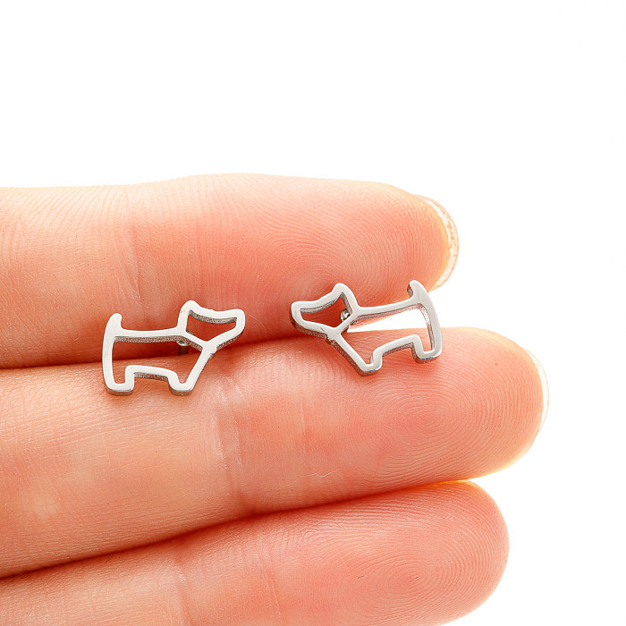 1 Pair Simple Style Dog Plating Stainless Steel  18K Gold Plated Ear Studs
