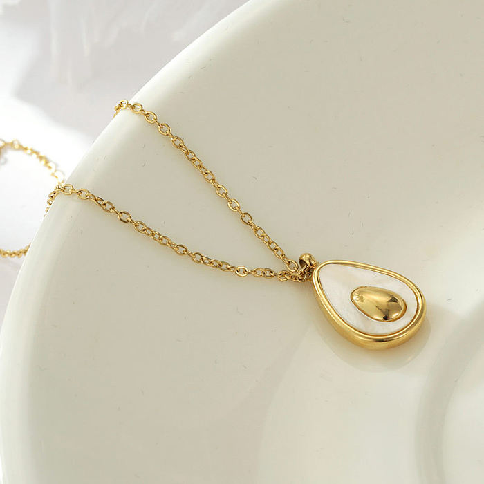Fashion Water Droplets Stainless Steel  Plating Shell Necklace