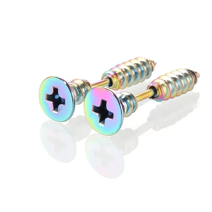 1 Piece Exaggerated Streetwear Geometric Plating Stainless Steel  Ear Studs