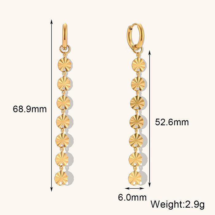 1 paire de boucles d'oreilles pendantes en acier inoxydable, placage géométrique, Style Simple