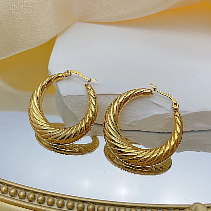 1 Paar Ohrringe im Vintage-Stil mit geometrischer Beschichtung aus Edelstahl mit 18-Karat-Vergoldung