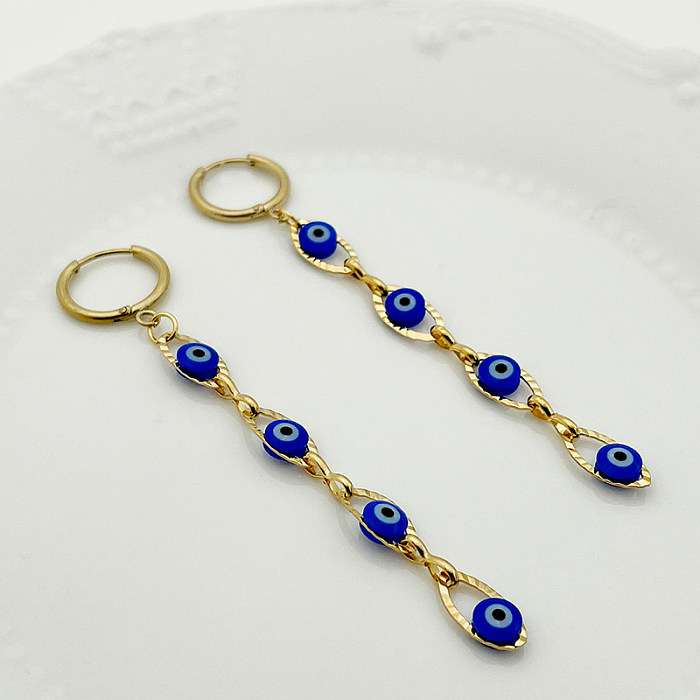 1 Paar lässige Neuheit Streetwear Augen-Emaille-Ohrringe aus Edelstahl vergoldet