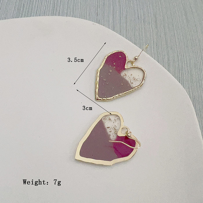 Boucles d'oreilles pendantes en acier inoxydable plaqué époxy en forme de cœur, 1 paire