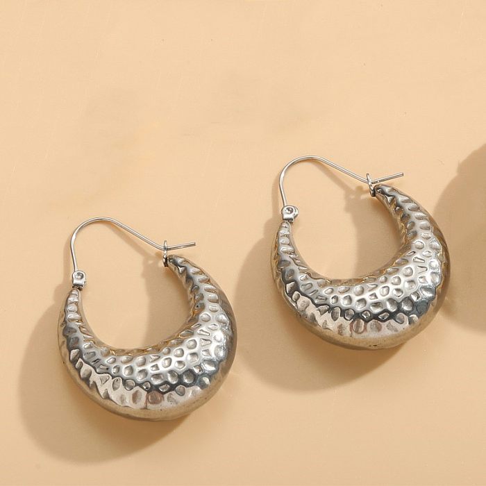 1 paire de boucles d'oreilles rondes asymétriques en acier inoxydable plaqué or 14 carats, style classique élégant