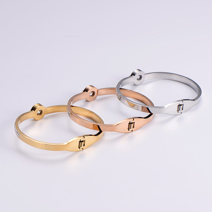 Bracelet en acier inoxydable avec chiffres romains pour femme, diamant, printemps, mode