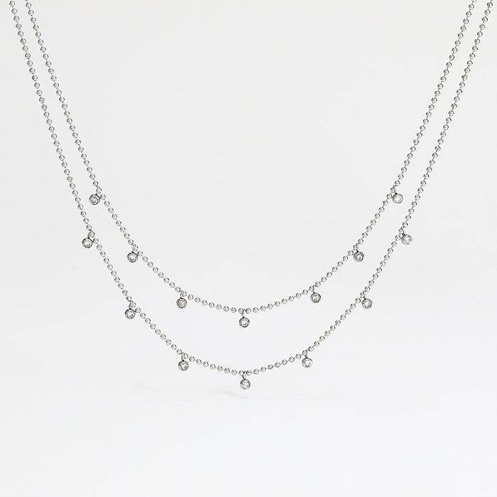 Modische geometrische Edelstahl-Halskette mit Inlay-Zirkon-Edelstahl-Halsketten