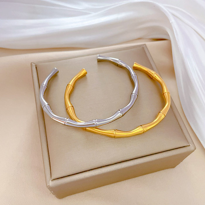Chinoiserie Elegant Solid Color Titanium Steel Plating Cuff Bracelets