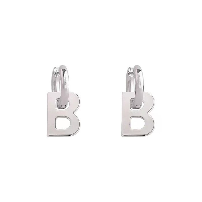 Boucles d'oreilles pendantes en acier inoxydable avec lettres tendance, 1 paire