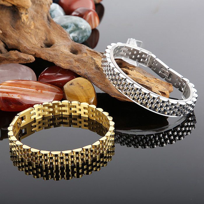 Bracelets plaqués or et argent, Style Simple, vagues, titane, acier, vente en gros