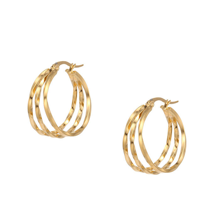 1 Piece Classic Style Round Stainless Steel Earrings