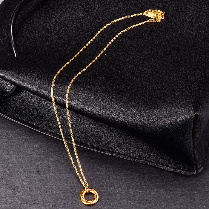 Collier Simple avec pendentif à trois anneaux en or 18 carats, vente en gros de bijoux