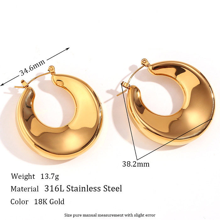 1 paire de clous d'oreilles plaqués or 18 carats, Style Simple, classique, couleur unie, strass en acier inoxydable