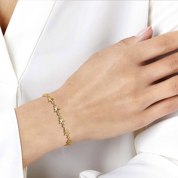 INS Style Simple Style Cross Stainless Steel Plating 18K Gold Plated Bracelets
