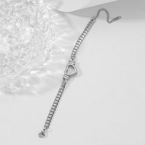 Casual Classic Style Heart Shape Titanium Steel Polishing Plating 18K Gold Plated Bracelets