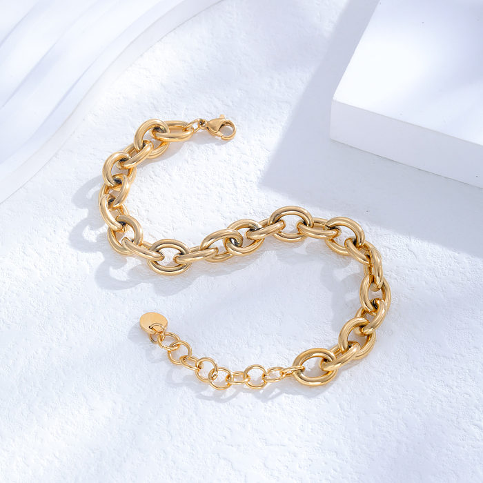 Simple Style Classic Style Solid Color Titanium Steel Plating Inlay Zircon 24K Gold Plated Bracelets