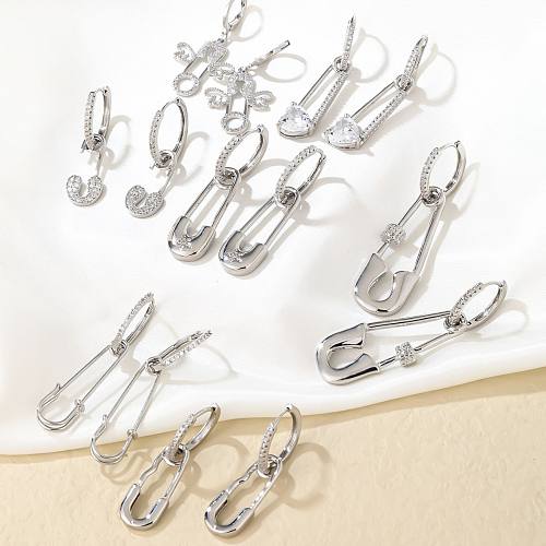1 paire de boucles d'oreilles pendantes en acier inoxydable et Zircon, Style Simple, incrustation de lettres