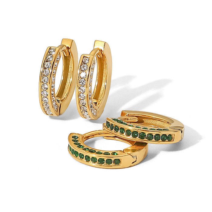 Fashion Circle Stainless Steel  Earrings Gold Plated Zircon Stainless Steel  Earrings