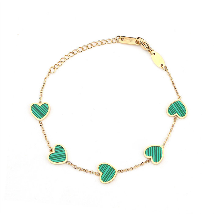 Casual Simple Style Heart Shape Stainless Steel Titanium Steel Polishing Plating Inlay Acrylic 18K Gold Plated Bracelets