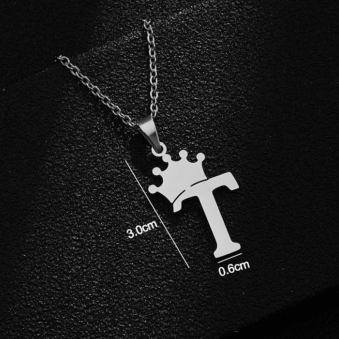 Fashion Letter Crown Stainless Steel  Stainless Steel Plating Pendant Necklace 1 Piece